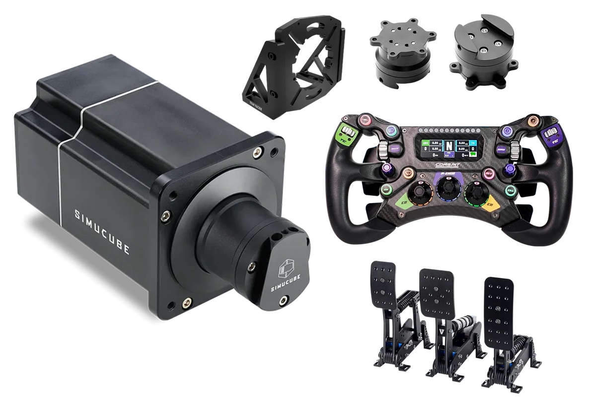 NexusDrive Elite Pro Wheel & Pedal Bundle – 25 Nm Base, GT 300 Wheel & 3-Pedal Set – NexusDrive Elite Pro bundle with GT 300 wheel and 3-pedal set – photo 5 of 6
