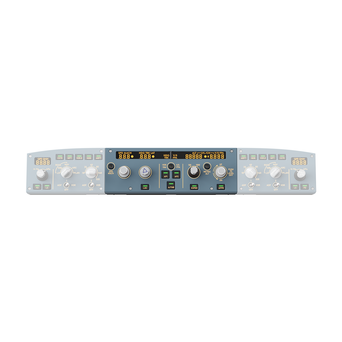 NexusFlight Airliner Autopilot Module – A320-Style FCU with Push-Pull Knobs, Segment Displays & EFIS Expansion – NexusFlight airliner autopilot module, A320-style FCU – photo 1 of 2