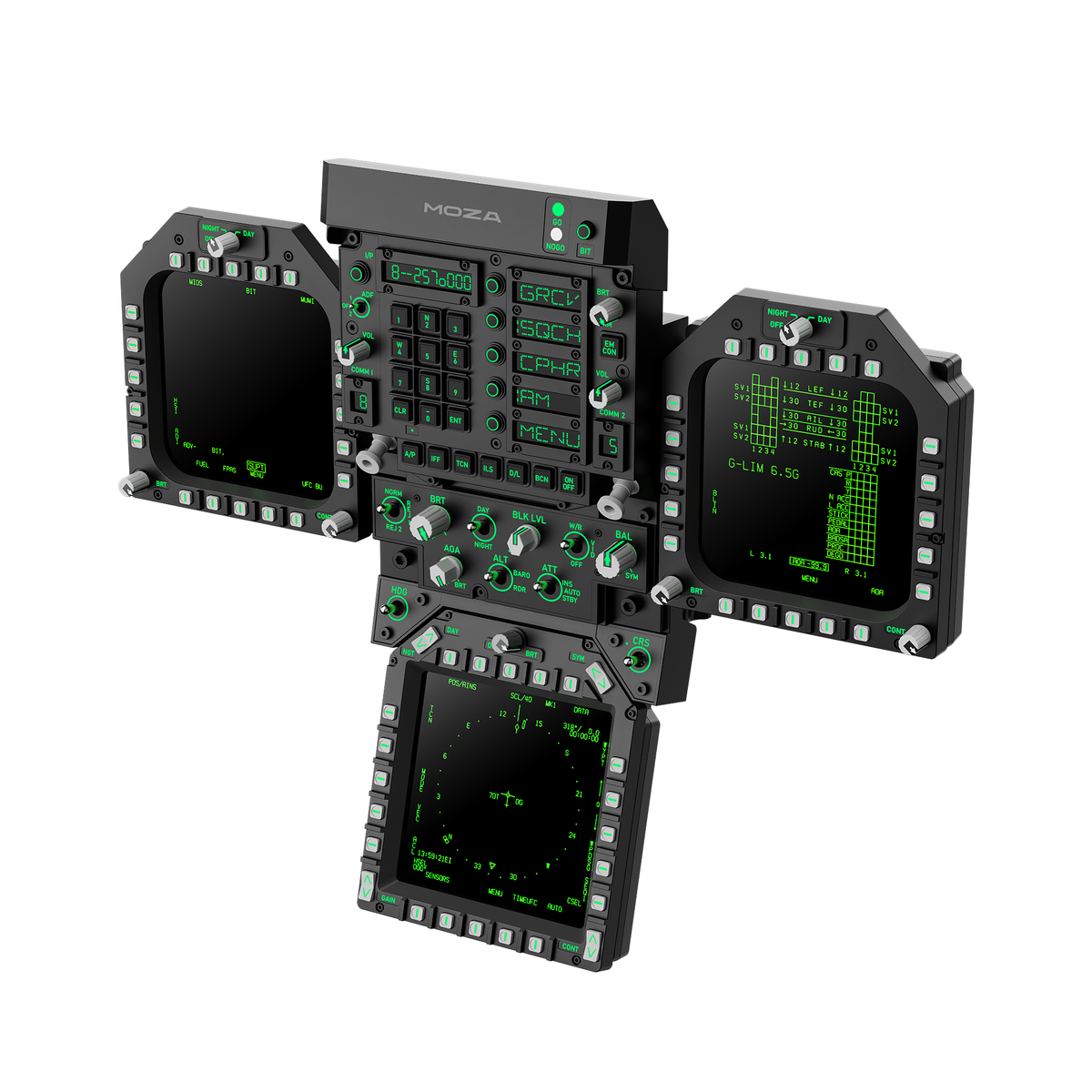 NexusFlight Fighter Panel Set – Dual Square Displays, Central Display & Front Panel for Carrier-Jet Cockpits – NexusFlight Fighter Panel set front cockpit with three displays – photo 3 of 4