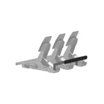 NexusPedal Core 2 Rear Support Bracket – Wall Brace That Stops Floor-Mounted Pedals Sliding – NexusPedal Core 2 rear support bracket bracing pedals against a wall – photo 1 of 4