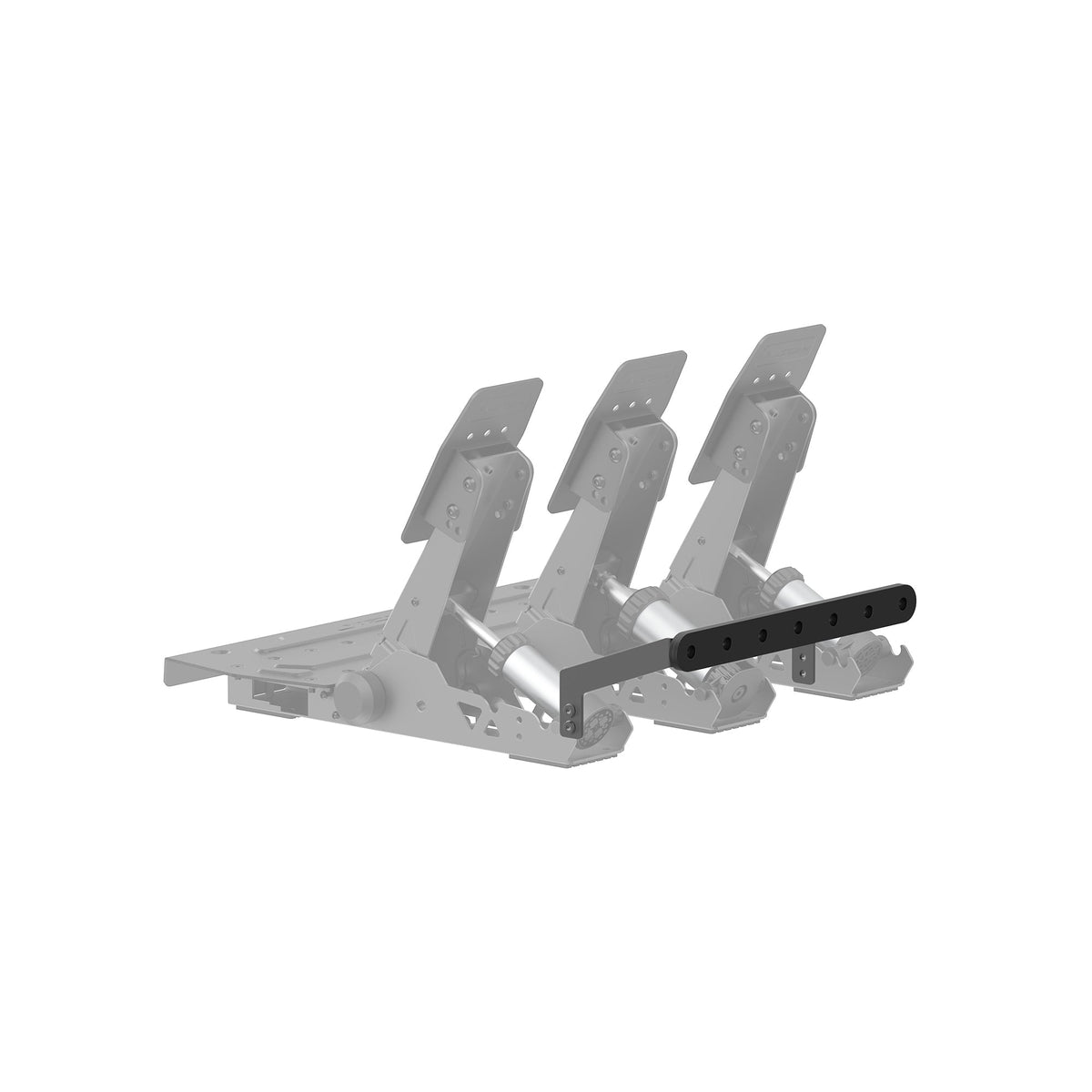 NexusPedal Core 2 Rear Support Bracket – Wall Brace That Stops Floor-Mounted Pedals Sliding – NexusPedal Core 2 rear support bracket bracing pedals against a wall – photo 1 of 4