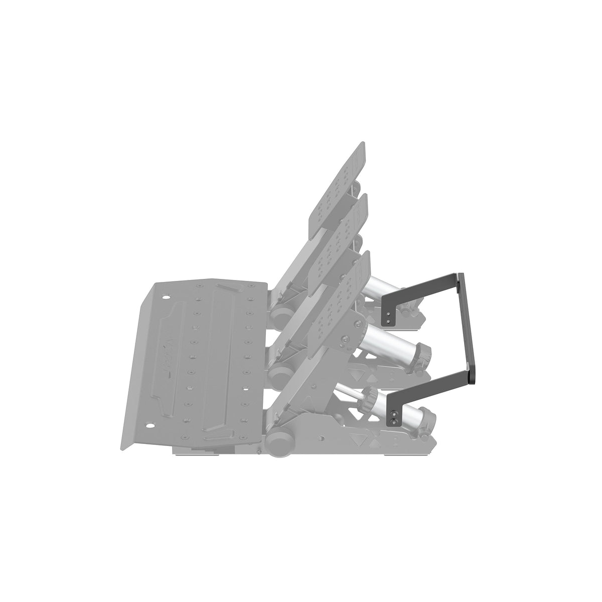 NexusPedal Core 2 Rear Support Bracket – Wall Brace That Stops Floor-Mounted Pedals Sliding – NexusPedal Core 2 rear support bracket bracing pedals against a wall – photo 2 of 4