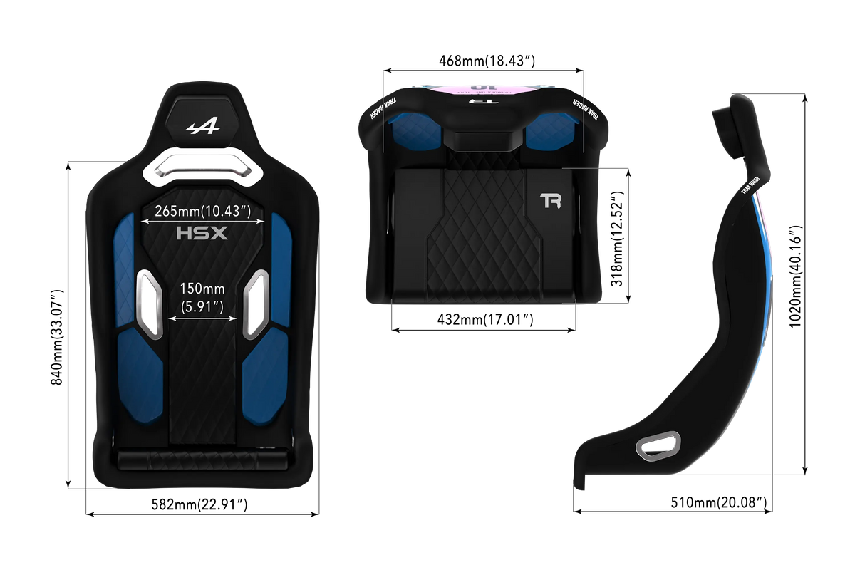 NexusSeat Hybrid Formula (Blue Edition) – Formula & GT Fibreglass Racing Seat, Harness Ready – blue and black hybrid formula GT fibreglass sim racing seat – photo 7 of 12