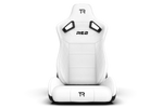 NexusSeat Recliner Dual-Lock – White Diamond-Stitched Reclining Racing Seat – white diamond-stitched reclining sim racing seat with dual-side lock – photo 1 of 12