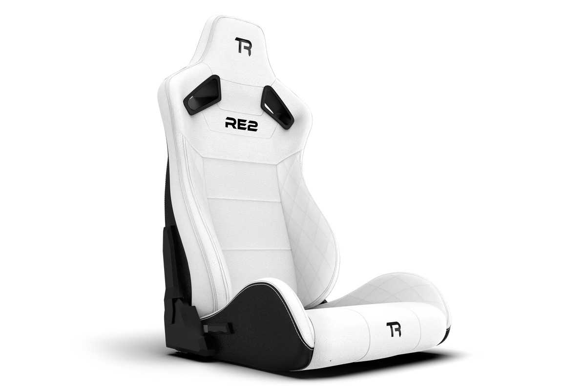 NexusSeat Recliner Dual-Lock – White Diamond-Stitched Reclining Racing Seat – white diamond-stitched reclining sim racing seat with dual-side lock – photo 3 of 12