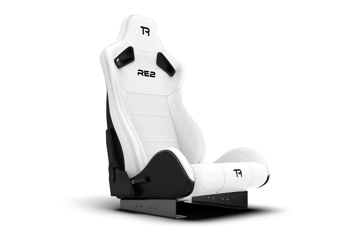 NexusSeat Recliner Dual-Lock – White Diamond-Stitched Reclining Racing Seat – white diamond-stitched reclining sim racing seat with dual-side lock – photo 9 of 12