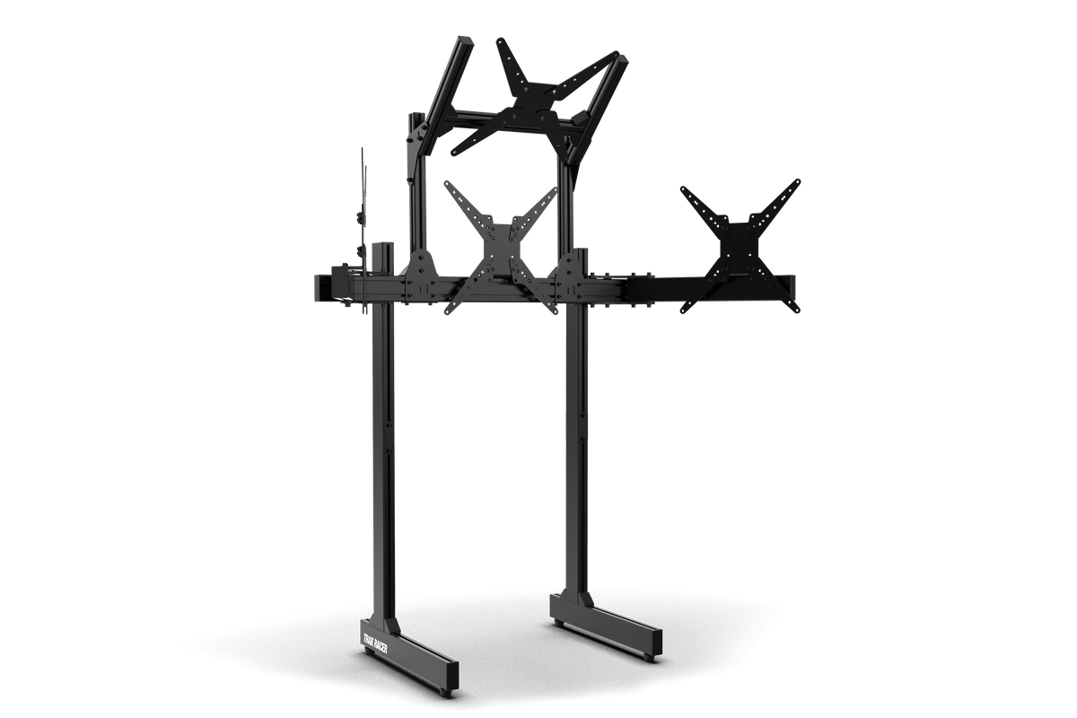 NexusView Aluminium Freestanding Quad Monitor Stand – Triple Screens up to 45" + Overhead Display – NexusView aluminium freestanding quad monitor stand with overhead screen – photo 2 of 6