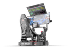 NexusView Cockpit-Mounted Dual Monitor Stand – Up to 80" for Aluminium Profile Sim Rigs – NexusView dual monitor stand mounted on an aluminium sim racing cockpit – photo 1 of 6