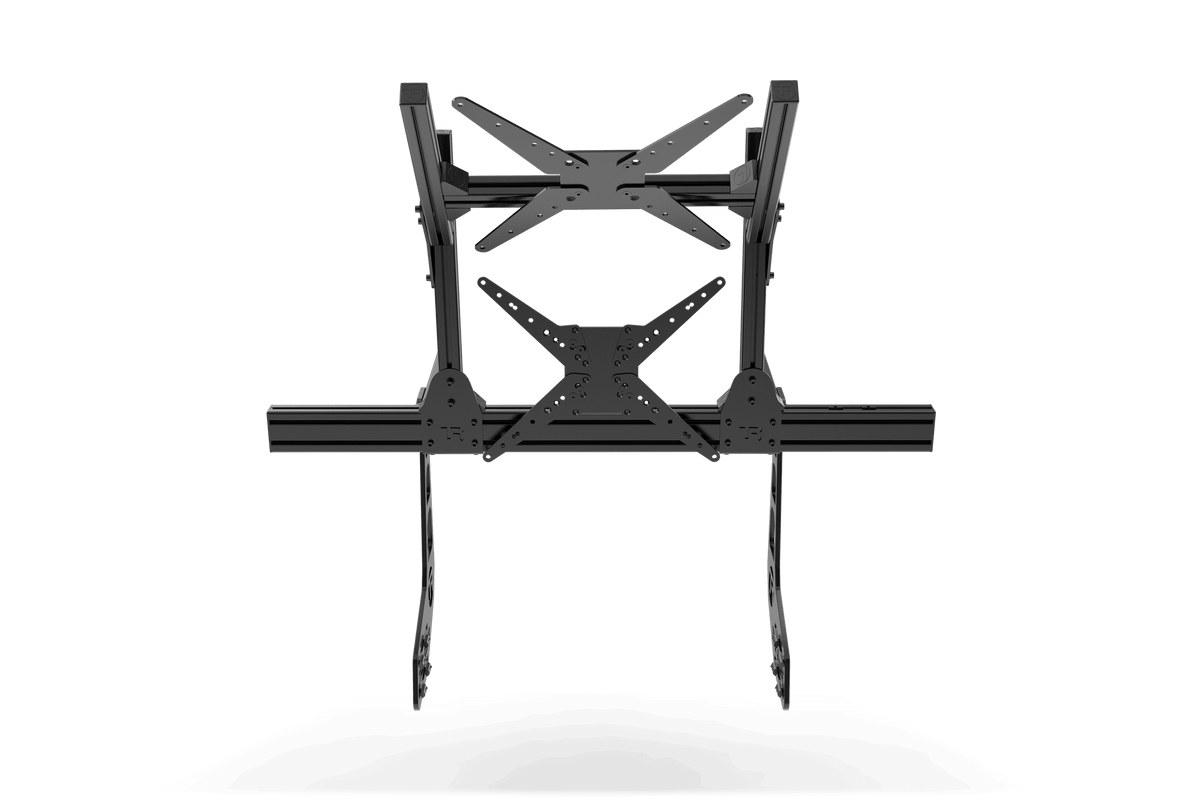 NexusView Cockpit-Mounted Dual Monitor Stand – Up to 80" for Aluminium Profile Sim Rigs – NexusView dual monitor stand mounted on an aluminium sim racing cockpit – photo 4 of 6