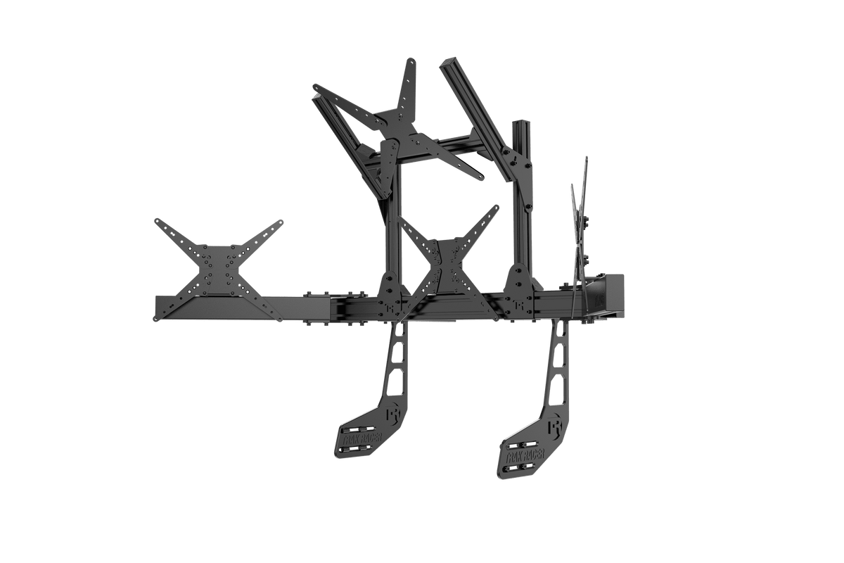 NexusView Cockpit-Mounted Quad Monitor Stand – Triple Screens up to 45" + Overhead, 80x40 Aluminium – NexusView cockpit-mounted quad monitor stand on an aluminium sim rig – photo 2 of 6