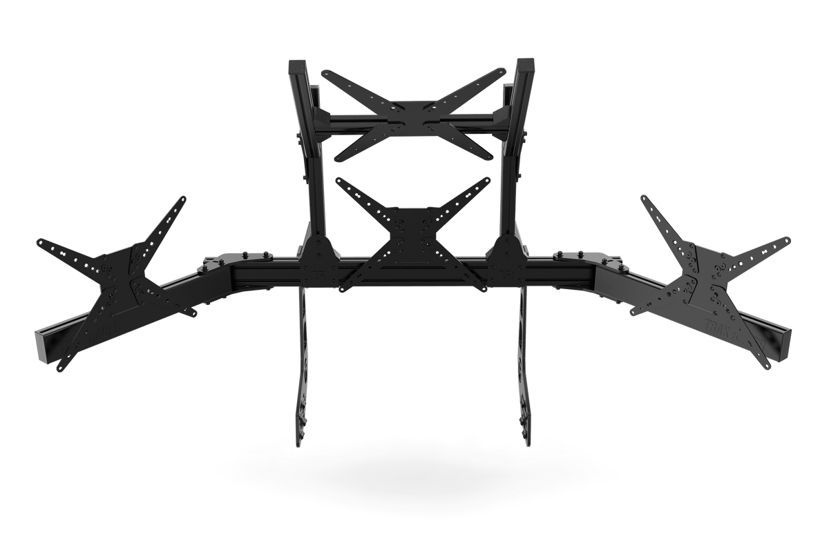 NexusView Cockpit-Mounted Quad Monitor Stand – Triple Screens up to 45" + Overhead, 80x40 Aluminium – NexusView cockpit-mounted quad monitor stand on an aluminium sim rig – photo 3 of 6