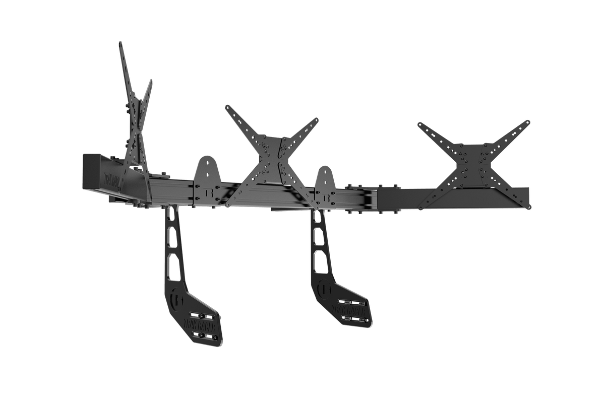 NexusView Cockpit-Mounted Triple Monitor Stand – Three Screens up to 45" for Aluminium Profile Rigs – NexusView cockpit-mounted triple monitor stand on an aluminium sim rig – photo 4 of 6