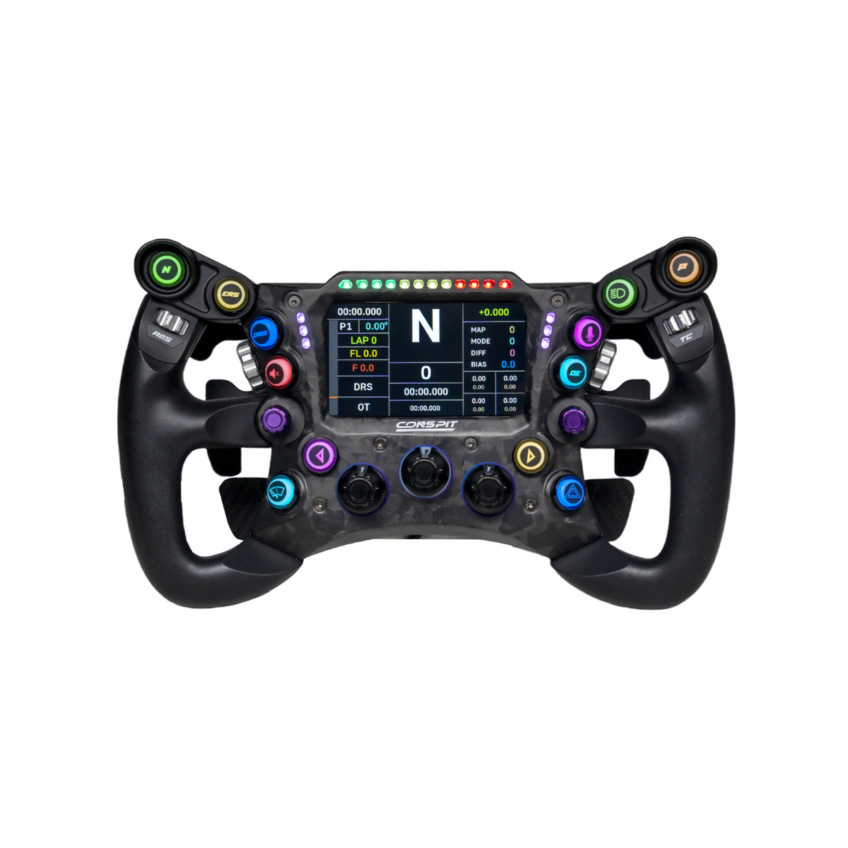 NexusWheel Formula 290 Ergo – 3D Ergonomic Formula Wheel with 4.3-Inch LCD Dash – NexusWheel Formula 290 Ergo carbon formula wheel with LCD – photo 1 of 7