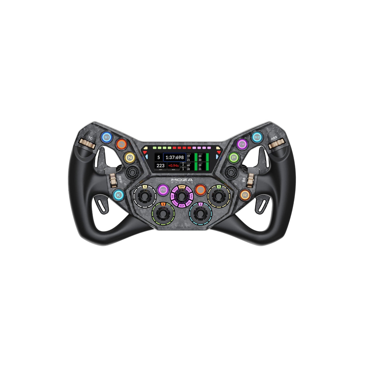 NexusWheel GT Sport Pro – 300 mm Butterfly GT Wheel with 2.99" Display, Forged Carbon Dual-Clutch Paddles – NexusWheel GT Sport Pro 300 mm butterfly wheel with display – photo 1 of 4