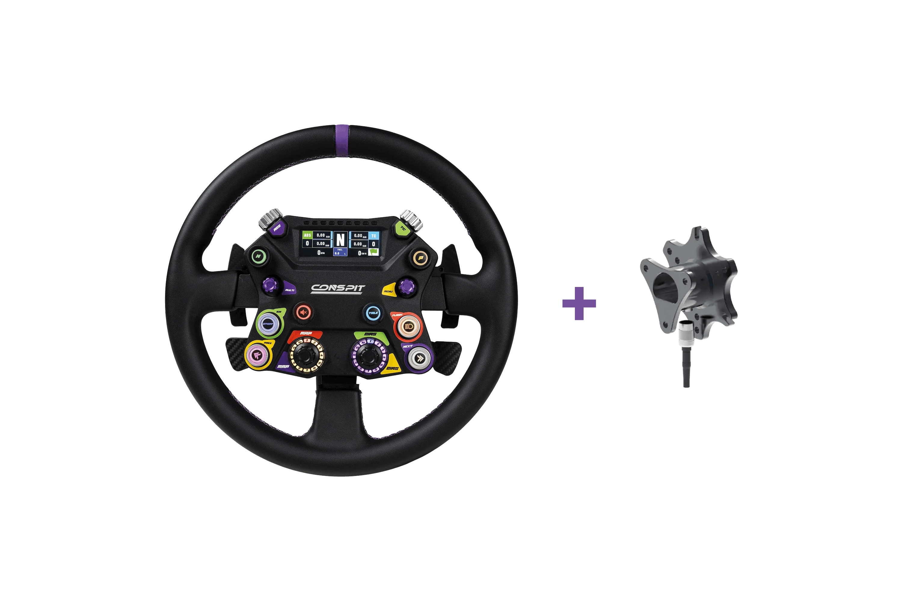 NexusWheel Open 310 – 310 mm Aluminium Open-Wheel Sim Wheel with LCD, 33 RGB LEDs & Hall Paddles – NexusWheel Open 310 aluminium open-wheel sim racing wheel with LCD – photo 1 of 12