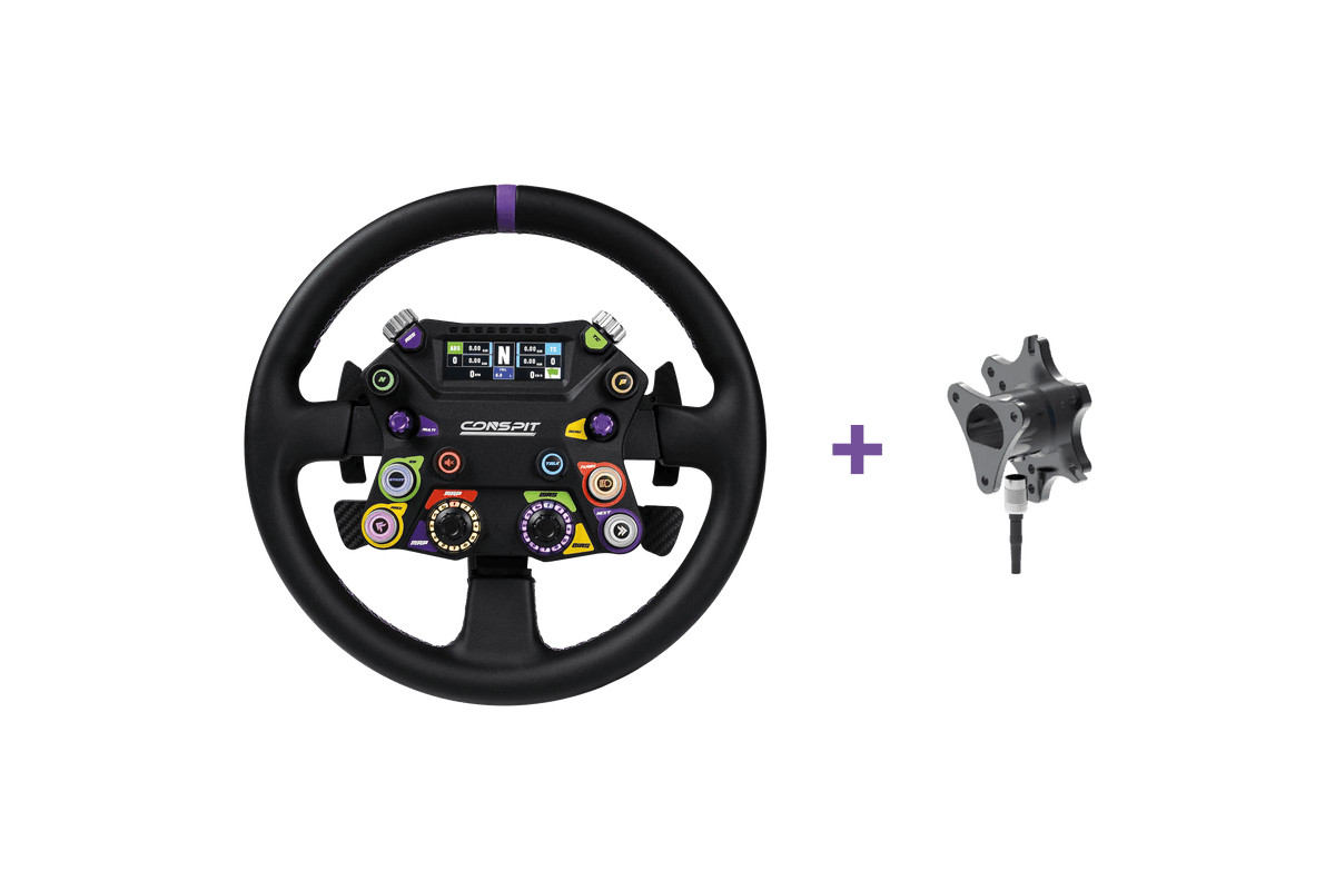 NexusWheel Open 310 – 310 mm Aluminium Open-Wheel Sim Wheel with LCD, 33 RGB LEDs & Hall Paddles – NexusWheel Open 310 aluminium open-wheel sim racing wheel with LCD – photo 1 of 12
