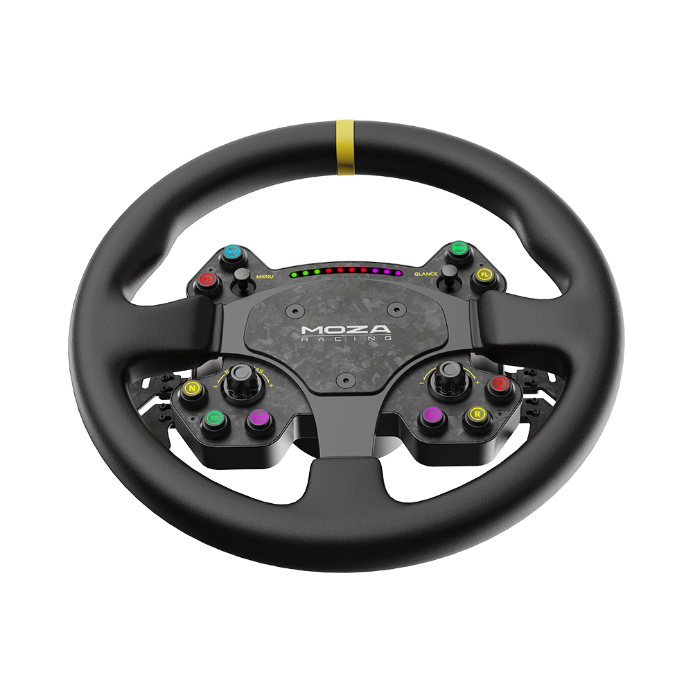 NexusWheel Race Leather – 13" Round Racing Wheel, Forged Carbon & Aluminium, Genuine Leather, RGB Shift Lights – NexusWheel Race Leather 13-inch round racing wheel – photo 2 of 5