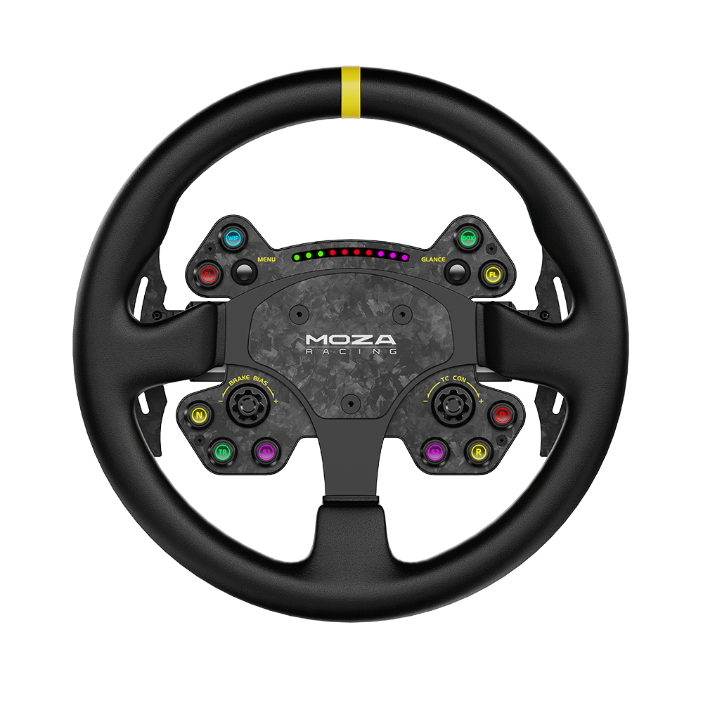 NexusWheel Race Leather – 13" Round Racing Wheel, Forged Carbon & Aluminium, Genuine Leather, RGB Shift Lights – NexusWheel Race Leather 13-inch round racing wheel – photo 5 of 5