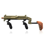 VR gun stock Quest 3 in use - two-hand hold with cheek to stock for accurate aim - MetanexusXR Phantom