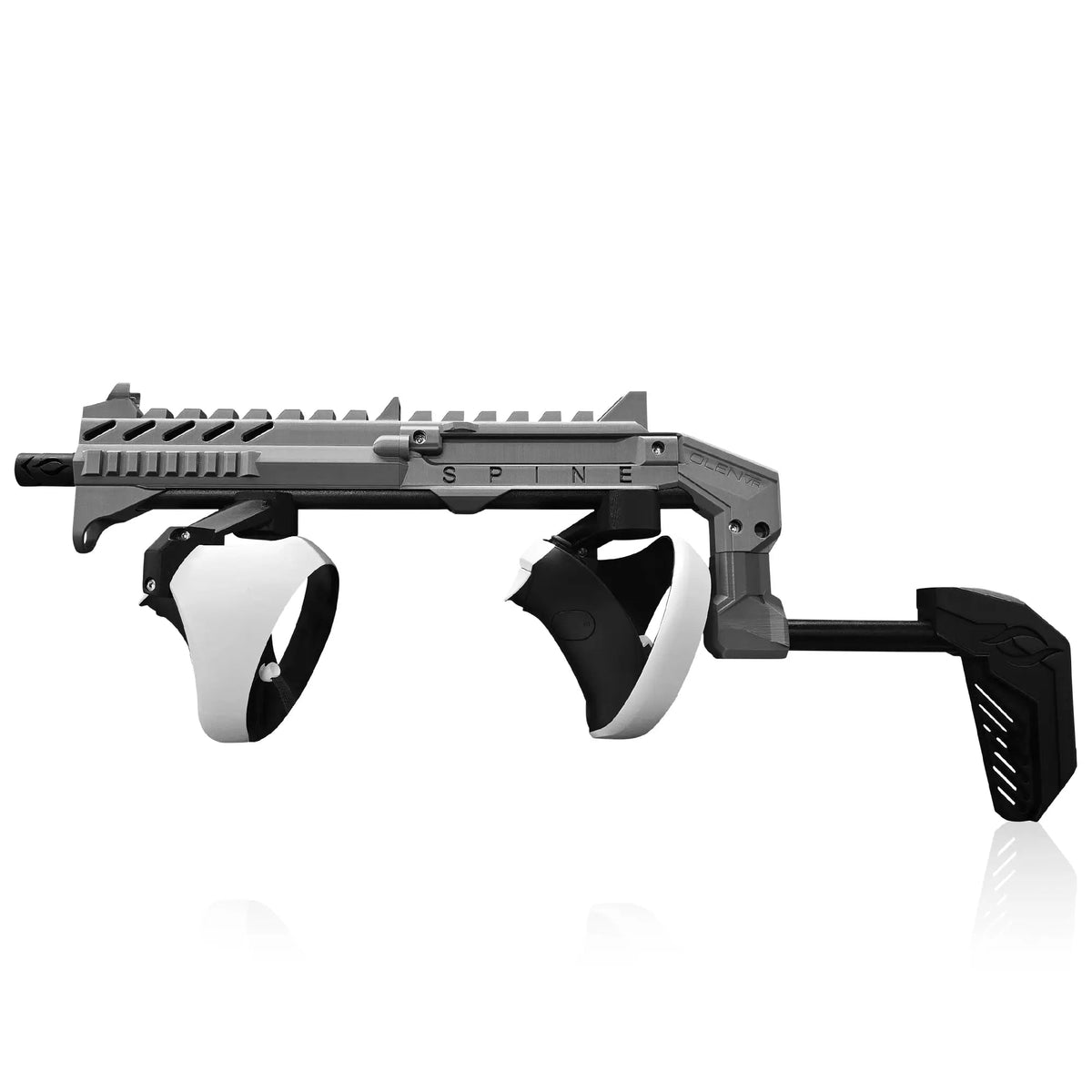Smoke grey SPINE VR gun stock top-down view - MetanexusXR
