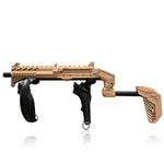 Desert tan VR gun stock box contents: frame, magnetic cradles and hardware - MetanexusXR