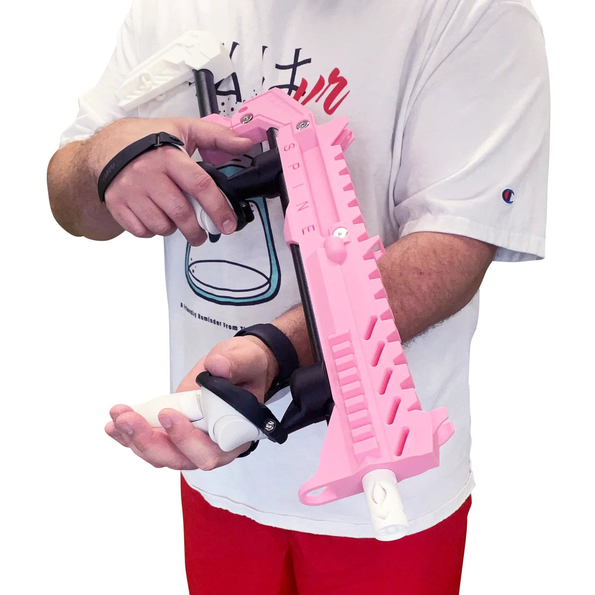 Pink SPINE VR gun stock front grip detail - MetanexusXR