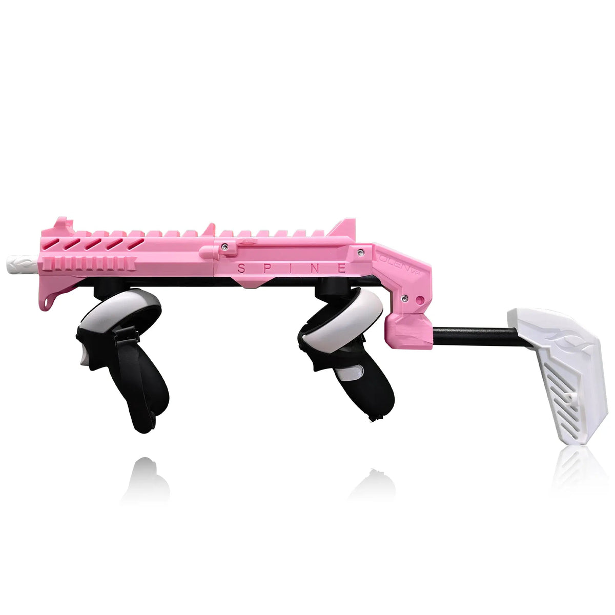 Pink SPINE VR gun stock top-down view - MetanexusXR
