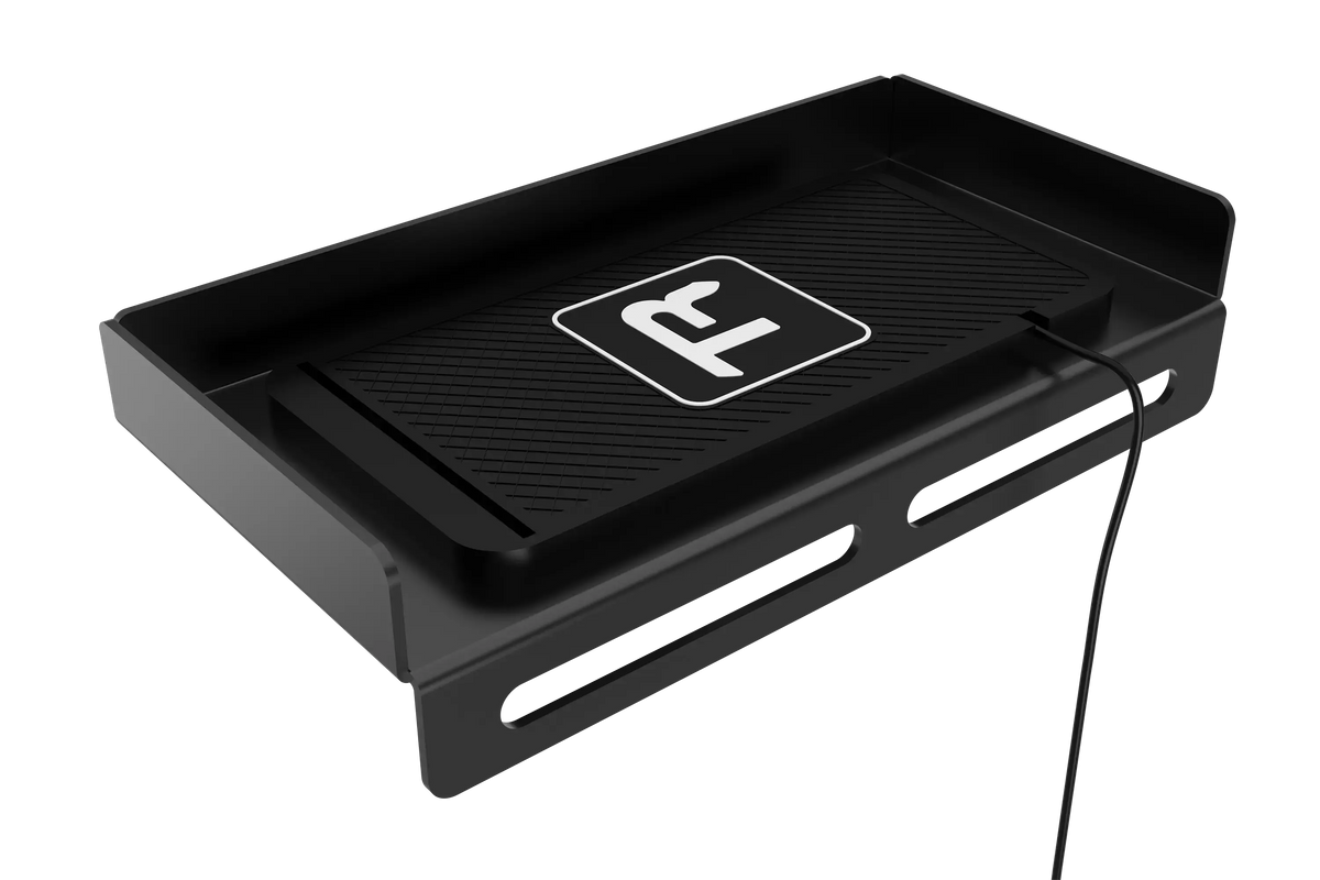 Sim Rig Wireless Charging Station – Qi Phone Charger Shelf for Racing & Flight Cockpits – Qi wireless charging phone shelf mounted on a sim rig – photo 4 of 4
