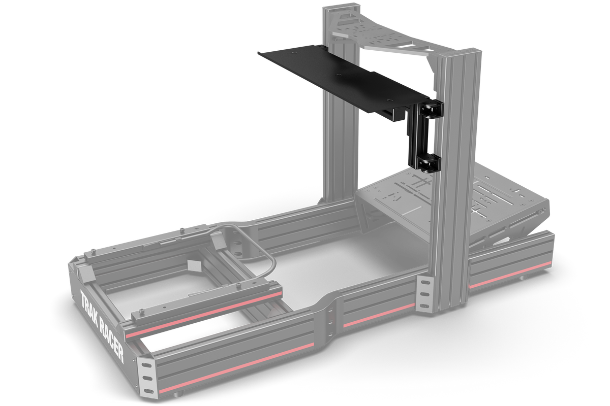 Swivel Desk & Keyboard Tray for Aluminium Profile Sim Rigs – 620 mm with Reinforced A-Frame – 620 mm swivel desk and keyboard tray on an aluminium sim rig – photo 2 of 6