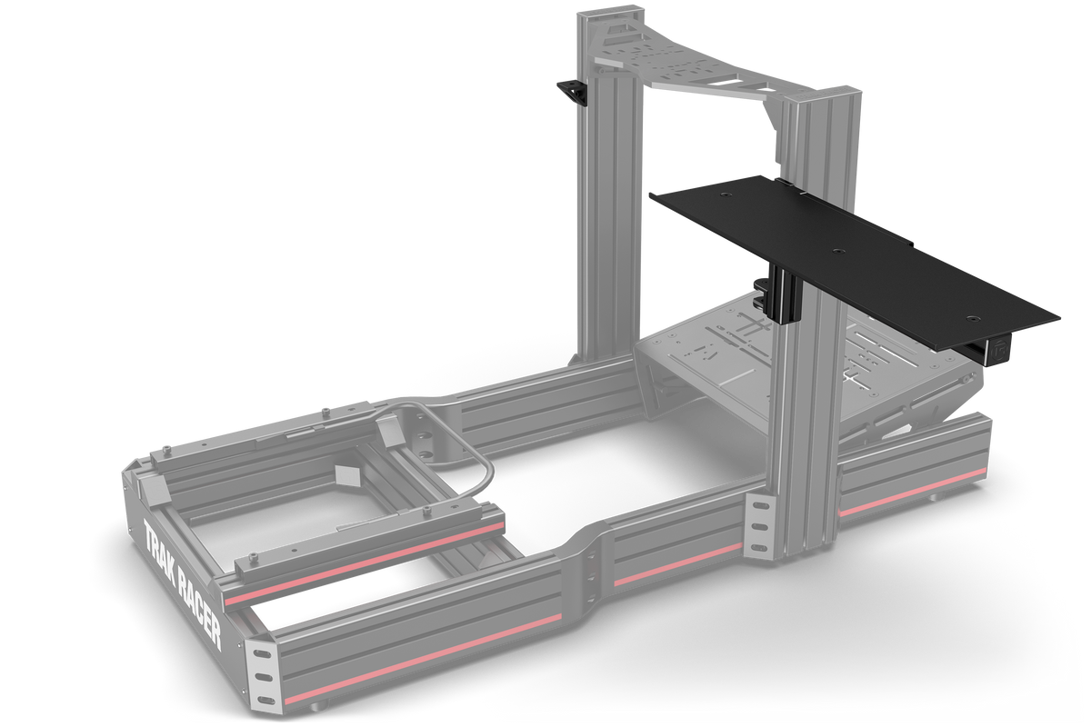 Swivel Desk & Keyboard Tray for Aluminium Profile Sim Rigs – 620 mm with Reinforced A-Frame – 620 mm swivel desk and keyboard tray on an aluminium sim rig – photo 3 of 6