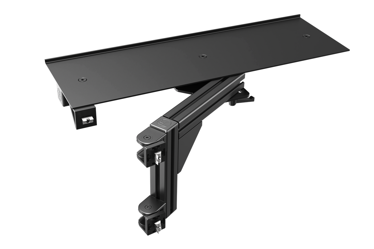Swivel Desk & Keyboard Tray for Aluminium Profile Sim Rigs – 620 mm with Reinforced A-Frame – 620 mm swivel desk and keyboard tray on an aluminium sim rig – photo 4 of 6