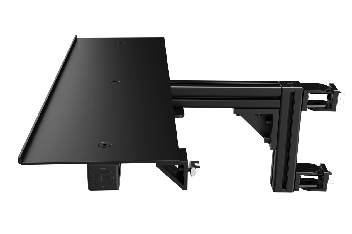Swivel Desk & Keyboard Tray for Aluminium Profile Sim Rigs – 620 mm with Reinforced A-Frame – 620 mm swivel desk and keyboard tray on an aluminium sim rig – photo 6 of 6