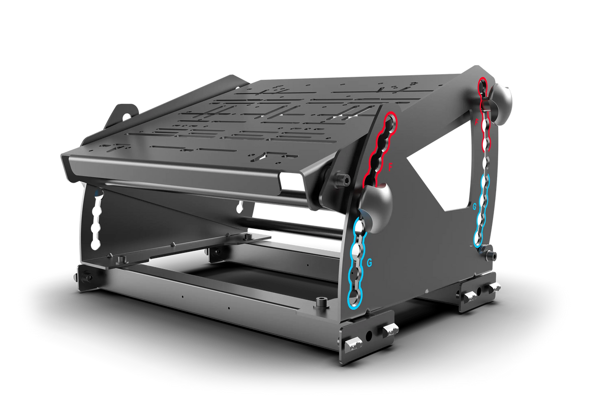 Tool-Free Formula & GT Hybrid Pedal Mount for Aluminium Profile Sim Rigs – tool-free formula and GT hybrid pedal mount on an aluminium sim rig – photo 1 of 12