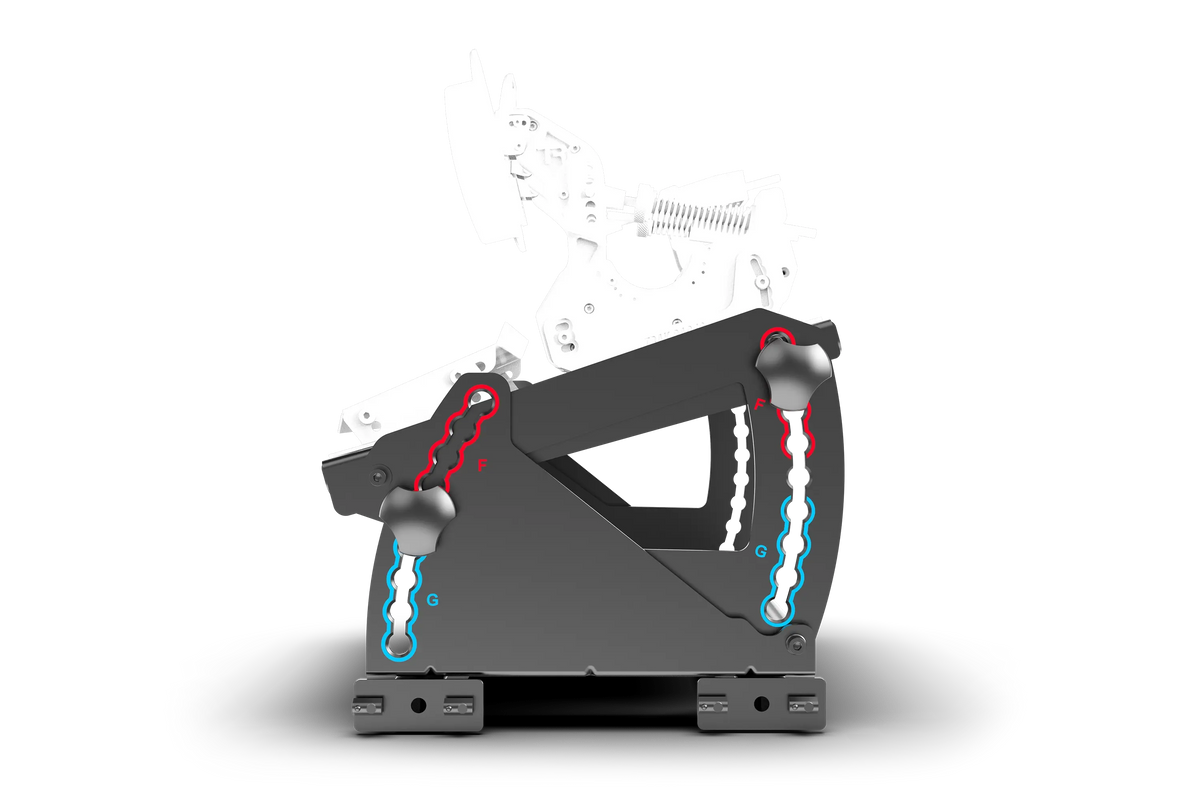 Tool-Free Formula & GT Hybrid Pedal Mount for Aluminium Profile Sim Rigs – tool-free formula and GT hybrid pedal mount on an aluminium sim rig – photo 5 of 12