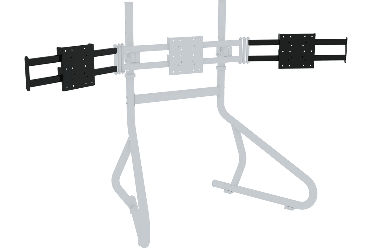 Triple Monitor Stand Side Arms – Steel Add-On for 22–32 Inch Screens – black steel triple monitor add-on side arms with VESA plates – photo 2 of 4