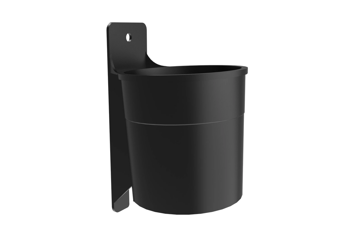 Universal Sim Rig Cup Holder – Bottle & Cup Mount for Aluminium Profile Cockpits, Matte Black Nylon – universal cup holder mounted on an aluminium profile sim rig – photo 1 of 4