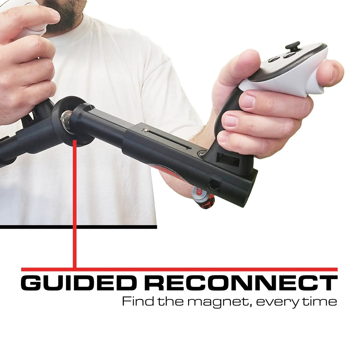 Bumping-prevention geometry on the magnetic modular VR gun stock - MetanexusXR